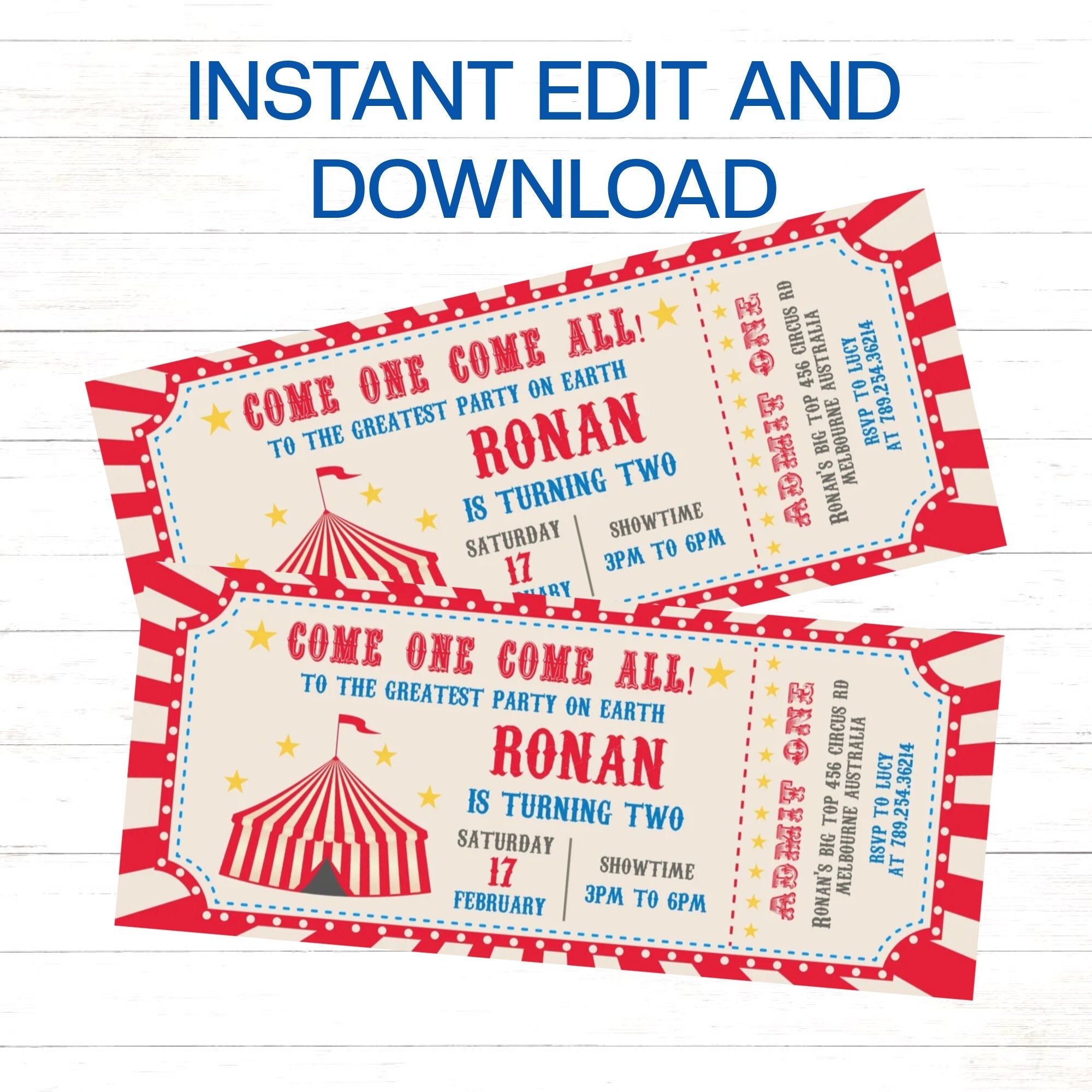 Carnival Invitation Red Circus Birthday Carnival Ticket Invitation Template  Boys Carnival Birthday Ticket Invitation Circus Party Invitation - Etsy, image size:2000x2000