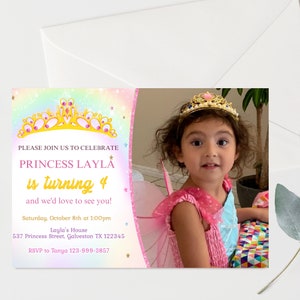 Editable Princess Invitation Princess Birthday Invitation Girls Birthday Invitation Princess Party Invitation Editable Photo Invitation