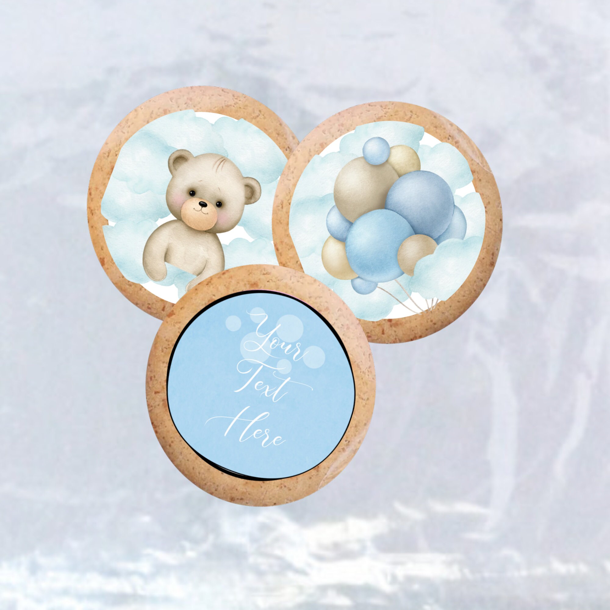 Blue Birthday Cake Topper Teddy Bear Birthday Decor Blue Balloon Party ...