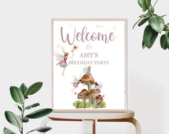 Editable Fairies Welcome Sign, Woodland Fairies Welcome sign Fairy birthday party decor, Fairy party signage, Fairy birthday Welcome Sign EF