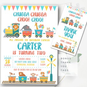 Train Invitation Template Editable Train Birthday Invitation Chugga Chugga Choo Choo Invitation  Animal Train Invitation Instant Edit - RWB3