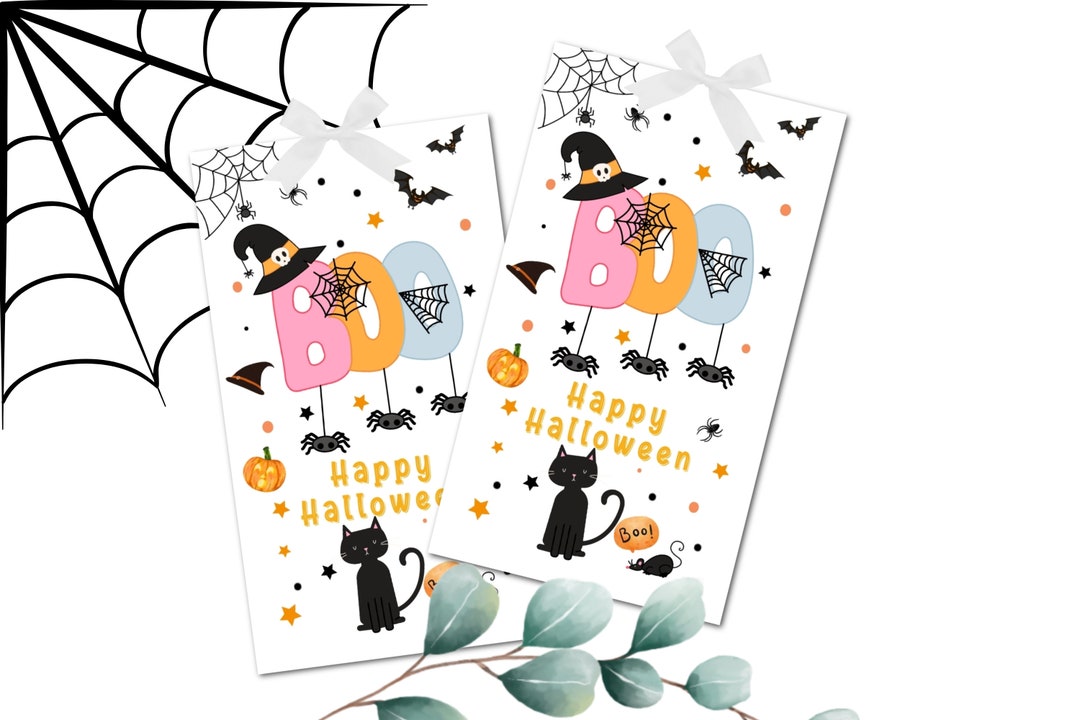 Printable Happy Halloween Treat Tag Halloween Party Gift Tag Cute ...