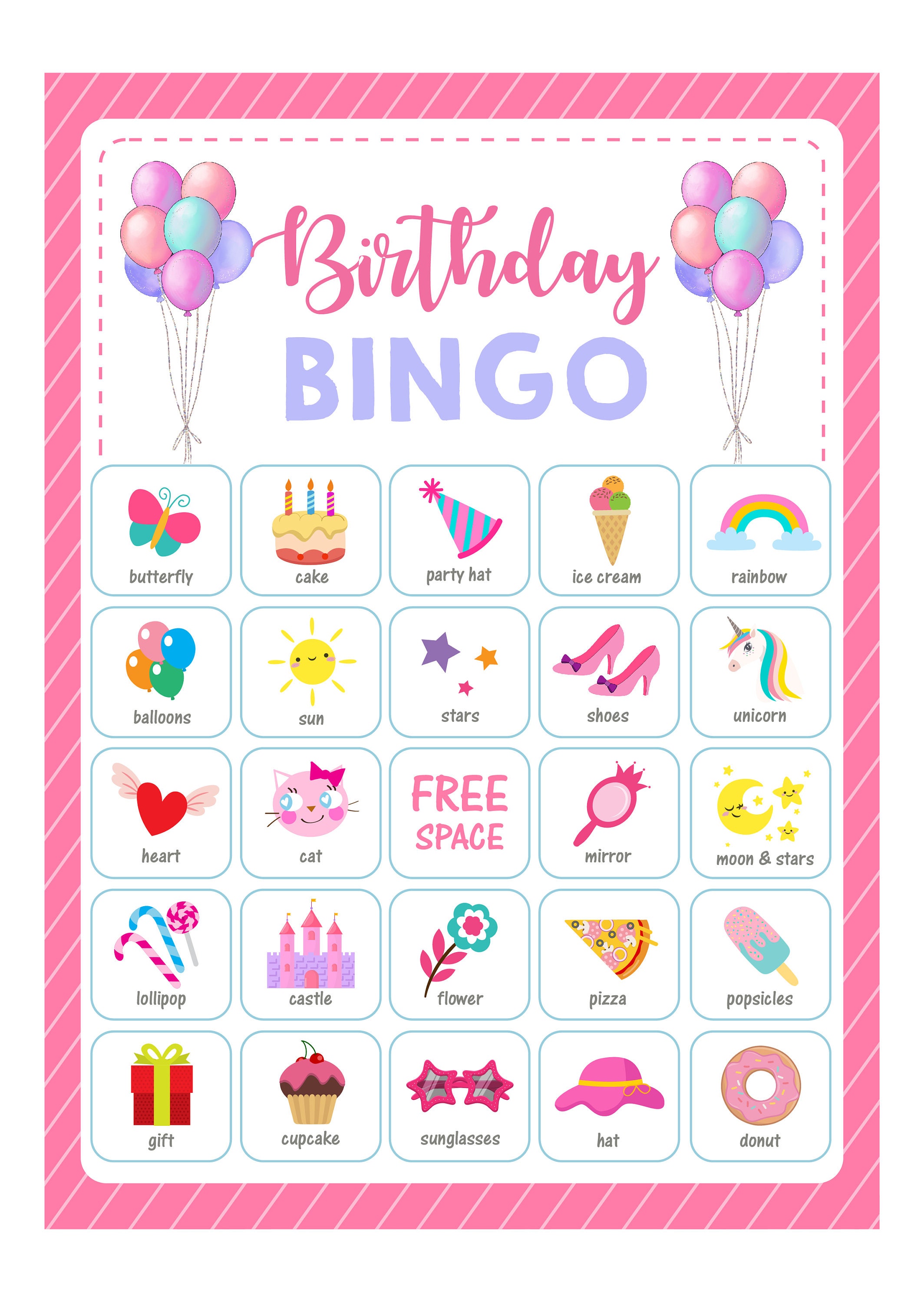 Printable Party Games for Kids Instant Print BINGO Printable - Etsy
