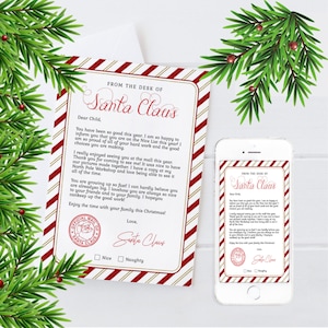 Carta de Santa Carta personalizada de Santa Carta editable de Santa Carta oficial de Santa Claus Descarga instantánea Editar Imprimir
