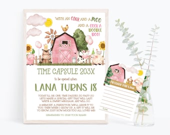 Farm Birthday Time Capsule First Birthday Time Capsule Farmyard 1st Birthday Decor Farm Party Printables Instant Edit and Download  - FAR5