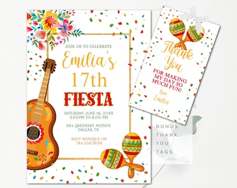 Editable Floral Birthday Invitation Mexican Birthday Invitation Editable Girls Invitation Botanical Invitation Birthday Fiesta Invitation