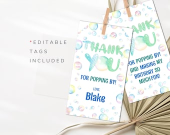 Boys Bubble Birthday Party Thank You Tags Bubble Favor Tags Personalized Thank You Tags Bubble Party Gift Tags