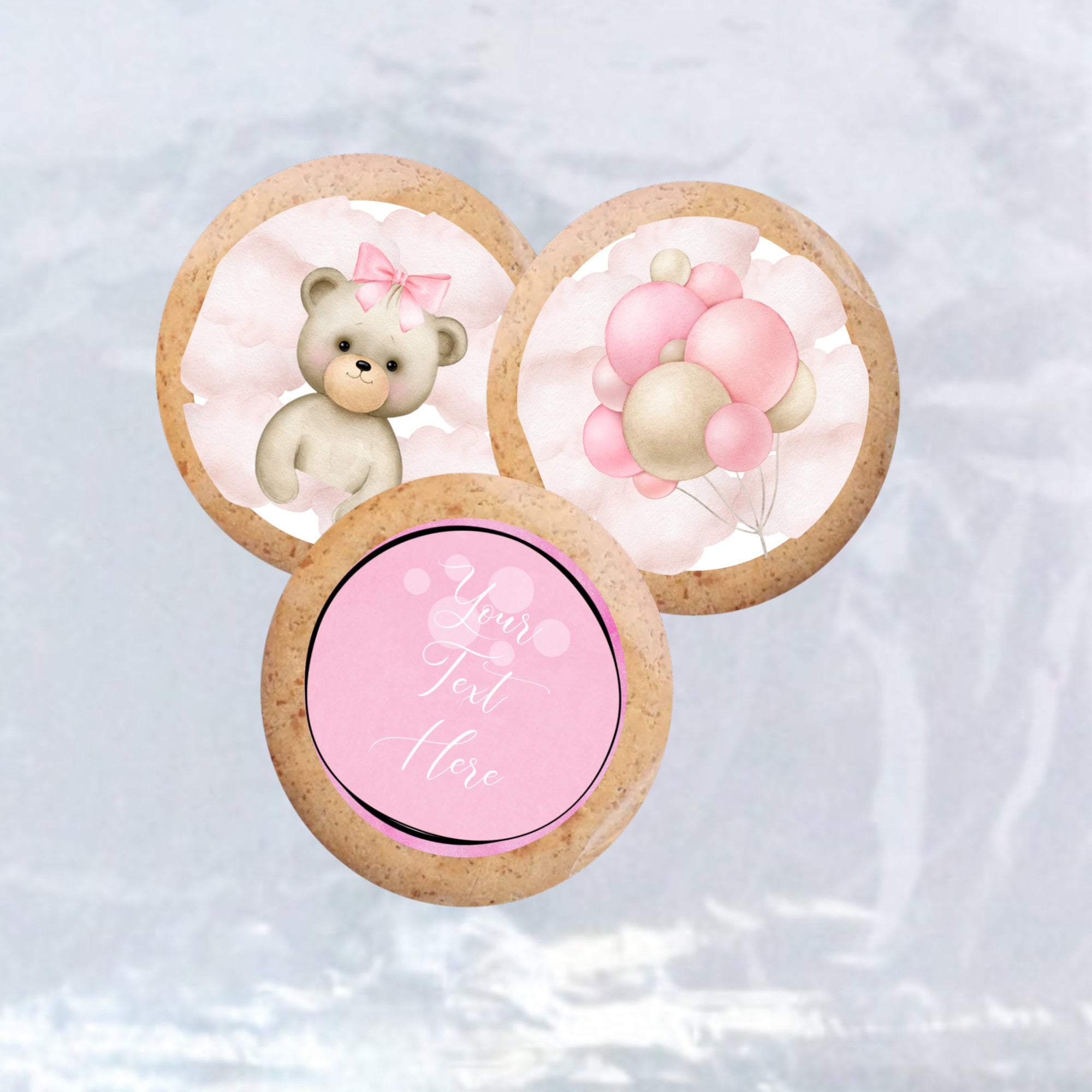 Teddy Bear Birthday Decor Pink Birthday Cake Topper Pink Balloon Party ...
