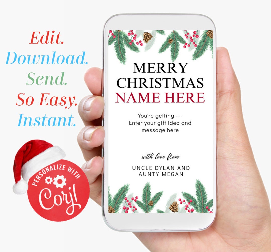 Christmas Text Gift Card Template Phone Christmas Gift SMS Template ...