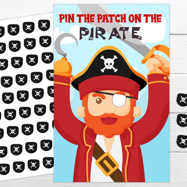 Pirate Party Games Instant Download  Instant Printable Party Game Pin the Patch on the Pirate Birthday Party Game Boys Party Games