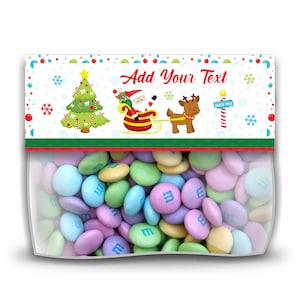 Décoration de sac de Noël modifiable Décorations de sac de Noël Décorations de sac de friandises Étiquettes de cadeau de Noël Panneaux de table de nourriture de Noël Deux tailles incluses