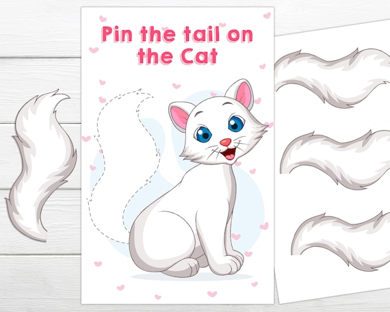 Pin the Tail on the Cat Printable Game. Instant Download 