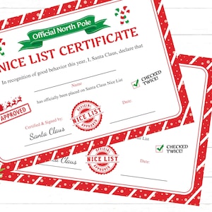 Certificato modificabile di Santa Nice List Crea momenti magici con il download digitale di Santa Nice List Download istantaneo e opzioni modificabili