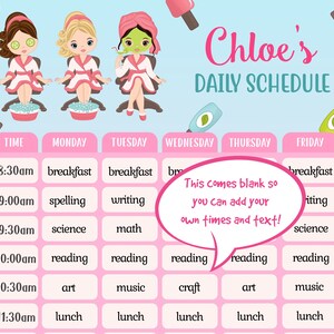 Editable Daily Schedule Chart, Personalise Save and Print Instantly ...
