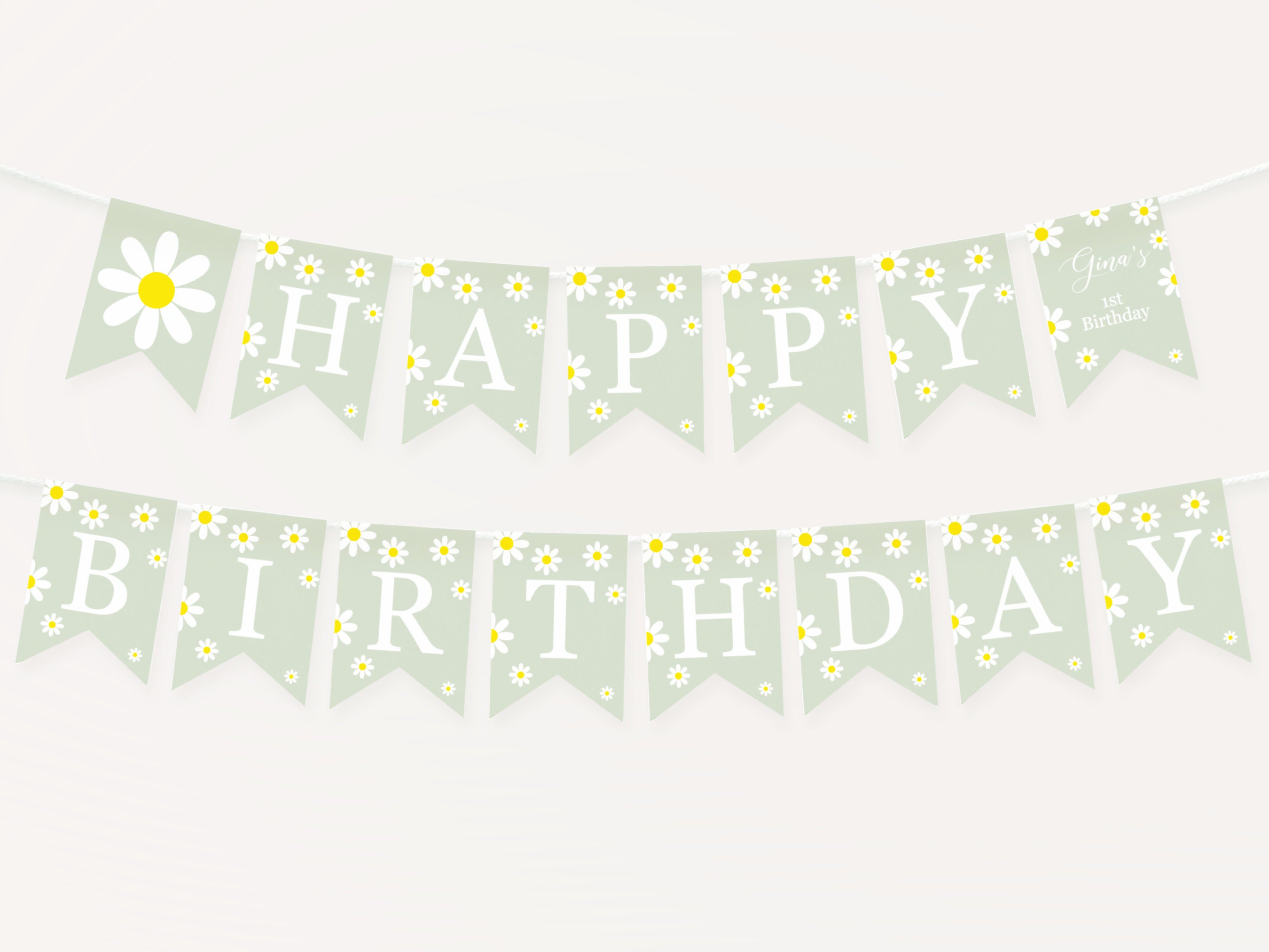 Editable Daisy Birthday Banner for Instant Editing and Printing, Daisy ...