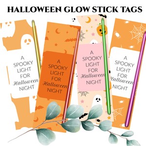 Halloween Glow Stick Tags Glow Stick Printable Holder Halloween Treat Glow Stick Holder Glow Stick Gift Tag Glowstick Template Halloween