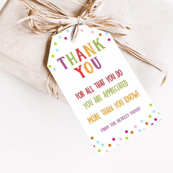 Editable Appreciation tags personalized Appreciation Editable tags Personalized thank you tags Printable teacher gift tags thank you tags