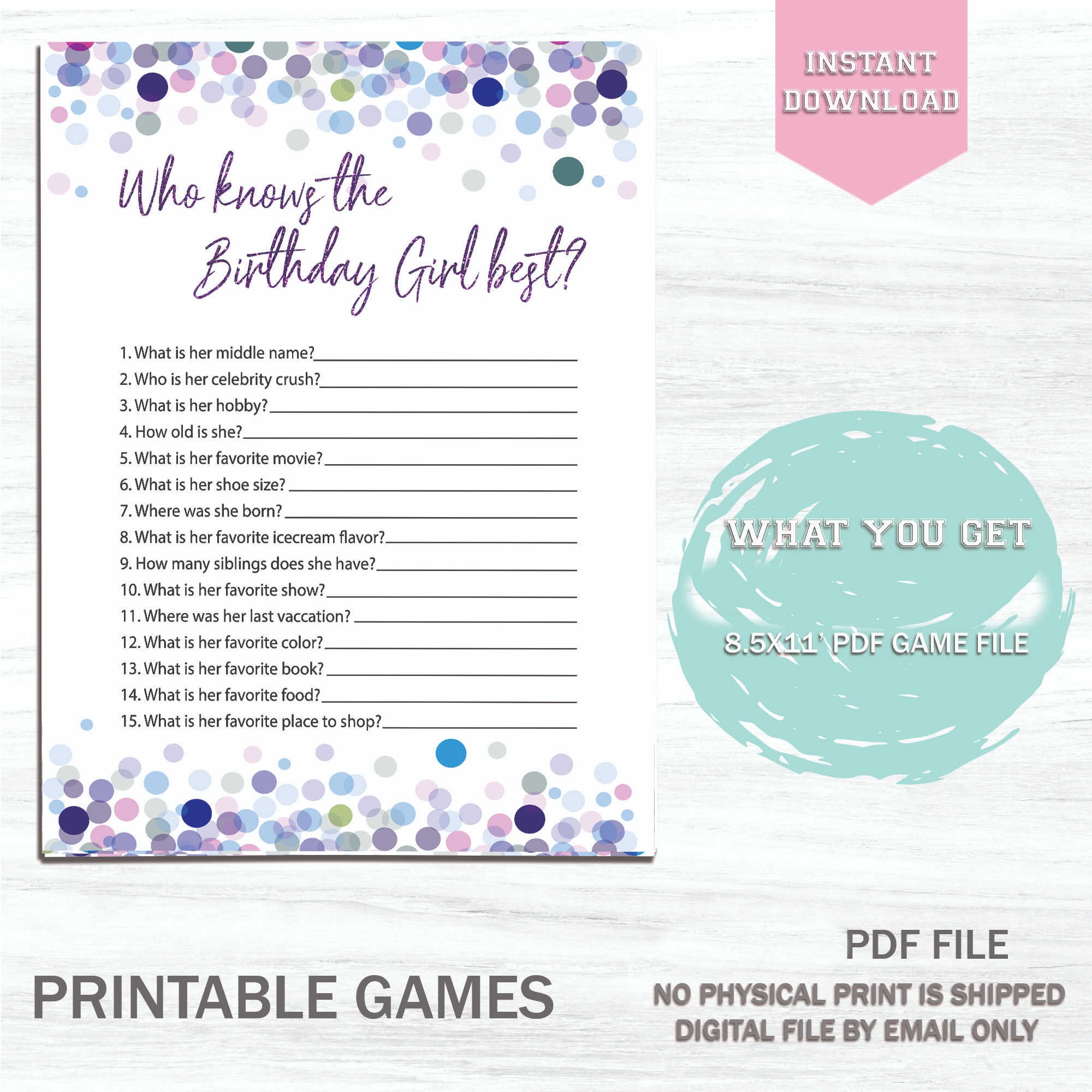 Party Games for Kids to Print Girls Sleepover Birthday Games | Etsy