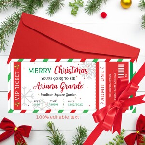 Weihnachts-Konzertgeschenkkarte Druckbare Weihnachtsgeschenkgutschein-Vorlage zum Bearbeiten, Herunterladen und Drucken von Konzertkarte-Weihnachtsgeschenk-Vorlage