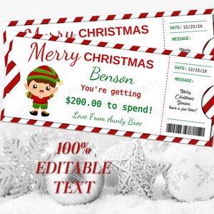 Buono regalo modificabile Modello stampabile di certificato regalo di Natale Buono regalo di Natale modificabile da modificare, scaricare e stampare istantaneamente