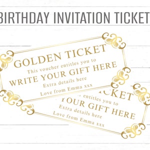 Goldenes Geburtstagsgeschenkgutschein Vorlage zum Herunterladen und Drucken
