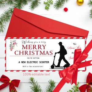 Jungen Weihnachten Geschenkgutschein Elektroroller Geschenk Überraschung Scooter Geschenkgutschein 100% EDITIERBARE TEXT Sofort-Download