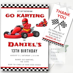 Zaproszenie na urodziny Go Kart Zaproszenie na Go Karting Zaproszenie na imprezę wyścigową Kart Zaproszenie na wyścigi kartami Edytowalne zaproszenie na wyścigi gokartami RC