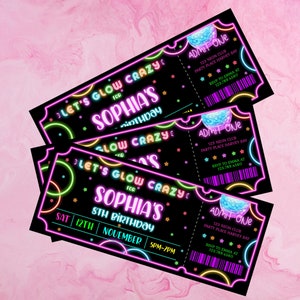 Bearbeitbare Disco Geburtstagsfeier-Einladung Glow Geburtstagseinladung Glow in the Dark Einladung Disco Geburtstag Neon einladen Sofort Download