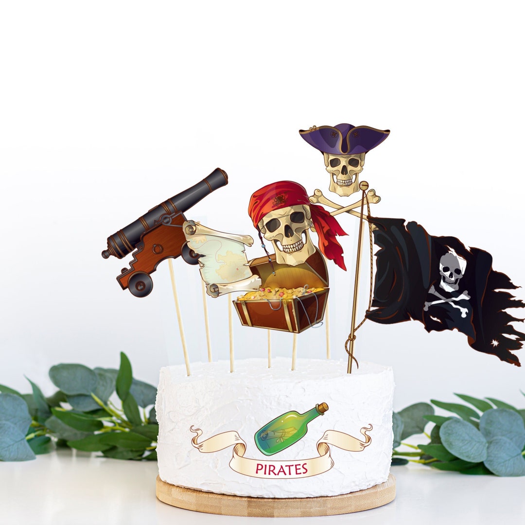 Pirate Party Centrepiece for Instant Printing 7 Pirate Cake Toppers ...