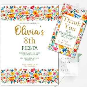 Editable Fiesta Birthday Invitation Mexican Birthday Invitation Editable Girls Invitation Botanical Invitation Birthday Floral Invitation