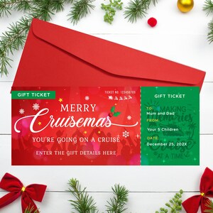 Cruise-kerstcadeaubon Bewerkbare cruisecadeaubon Merry Cruisemas Bewerkbare kerstverrassingscadeau Cruiseticketsjabloon