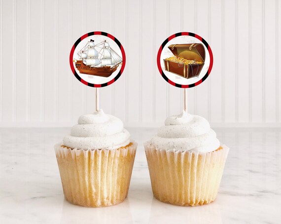 Pirate Party Cupcake Toppers For Instant Printing Toppers Treasure Hunt Cake Toppers Cupcake Party Toppers Birthday Party Toppers Thp7 By Ezy Party Prints Catch My Party