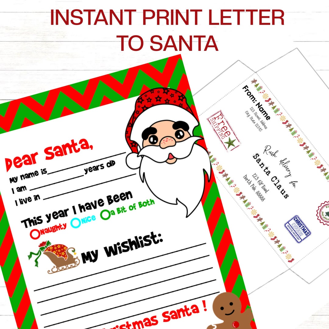 Letter to Santa Template Printable Santa Letter and Envelope Letter to
