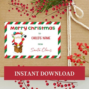 Christmas Gift Labels Christmas Labels in 3 sizes Christmas Labels Printable Editable Labels Santa Tag Labels Santa Gift Tags for Xmas