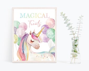 Magische Einhorn-Geburtstags-Partyschilder in 6 Designs Bearbeitbare Einhornschilder Pastell-Einhorn-Party Sofortdruck Sofort-Download-Druck - RUB