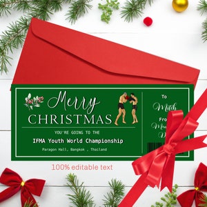 Boxen Weihnachtsgeschenk Ticket Muay Thai Event Geschenk Kickboxen Überraschungskarte 100% EDITIERBARER TEXT Sofort Download Geschenk für Ihn Geschenk für Papa