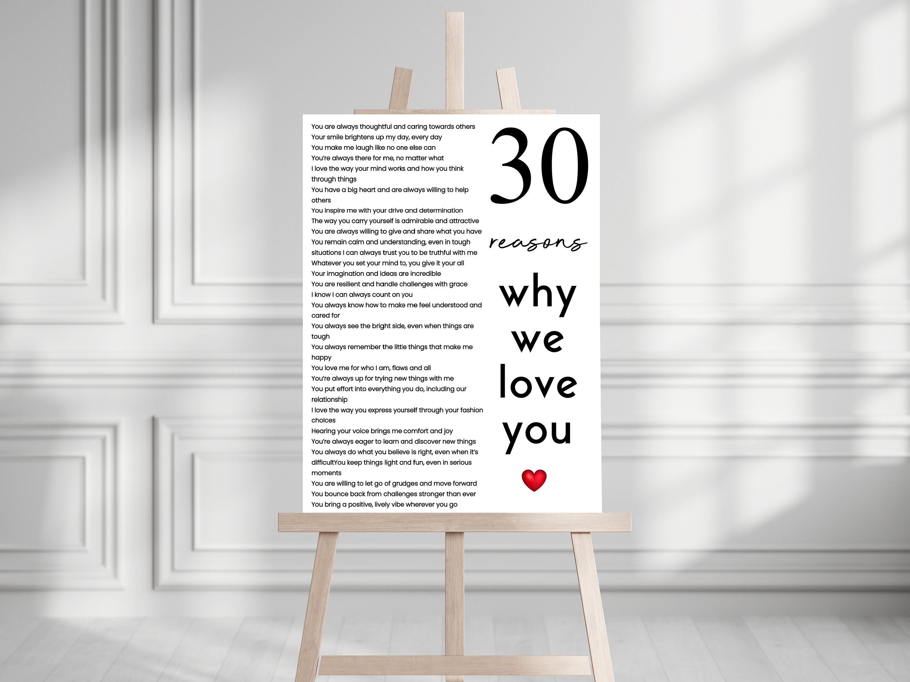 30 Reasons Why We Love You Poster Template Printable 30th Gift for Her ...
