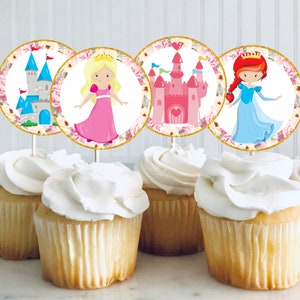 Princess Party Cupcake Toppers Printable Princess Cake Toppers Princess Birthday Party Cookie Toppers    FBB2
