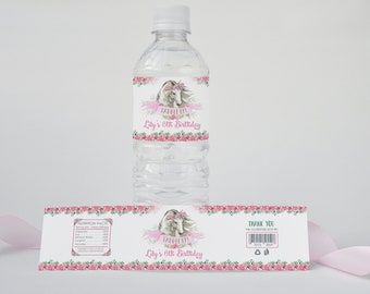 Horse Birthday Party Bottle Labels Editable Cowgirl Birthday Water Bottle Labels Editable Pony Party Bottle Labels Printable Labels - HBP9