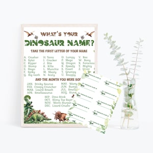 Dinosaur Birthday Party Game What&#39;s your Dinosaur Name Game Dinosaur Printable Game Dino Birthday Dinosaur Game Boys party Games DIN1