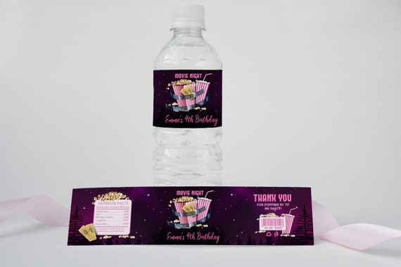 MOVIE NIGHT PARTY Water Bottle Labels That You Can Edit and - Etsy