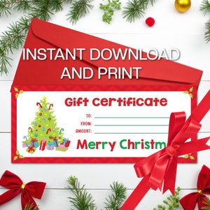 Christmas Gift Voucher Christmas Gift Certificate Template Gift Ticket Xmas Gift Template  to edit, download and print instantly