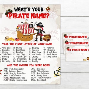 Pirate Party Game Instant Download Instant Printable Party Game Pirate Birthday Party Game What&#39;s Your Pirate Name Game Boys Party Games