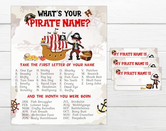 Pirate Party Game Instant Download Instant Printable Party Game Pirate Birthday Party Game What's Your Pirate Name Game Boys Party Games