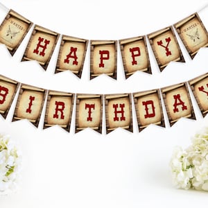 Western Birthday Party Banner Cowboy Party Bunting Cowboy Birthday Banner Western Party Wanted Outlaw Birthday Party Banner WPO1