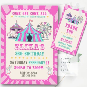 Carnival Invitation Circus Invitation Editable Carnival Birthday Invitation Circus Birthday Big Top Invitation Digital Instant Download