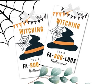 Halloween Gift Tags, Witch Party Favor Tags (Digital Download)