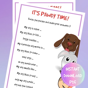 Dog Birthday Party Game, Puppy party game, dog birthday game, Pawdy Party Games, Dog party prints, Dog birthday games to print, Puppy party