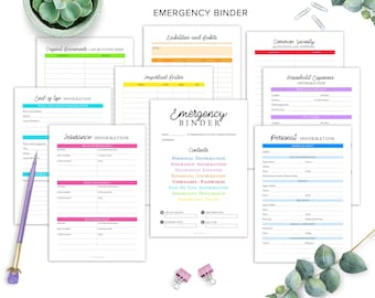 EMERGENCY Planner Printable Emergency Binder In Case of Emergency Planner End of Life Planner What if Planner A5 and A4 Letter Size