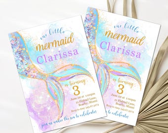 Mermaid Invitation Print Editable Mermaid Party Invitation Editable Girls Under The Sea Invitation Mermaid Tail Invitation Digital